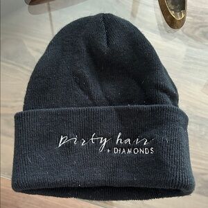 Black Beanie with Embroidered Text